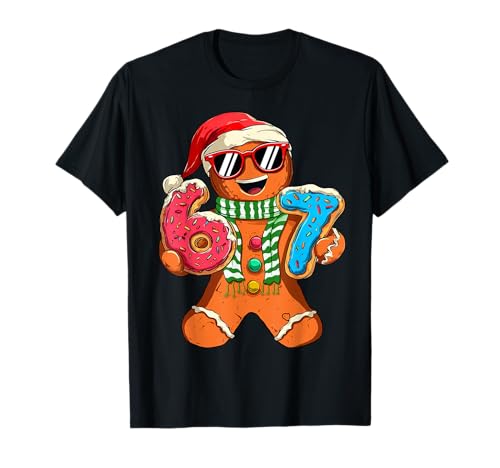 Funny Gingerbread Six Seven 67 Meme Ice Cream Christmas Boys T-Shirt