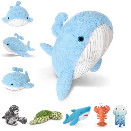 Image of Niuniu Daddy 23 inch 3.3 Pound Weighted Stuffed Animals Whale for Kids Adults, Whale Weighted Plushies Toy, Cute Body Pillow for Sleeping, Ocean Series Huggable Gift for Everyday Comfort