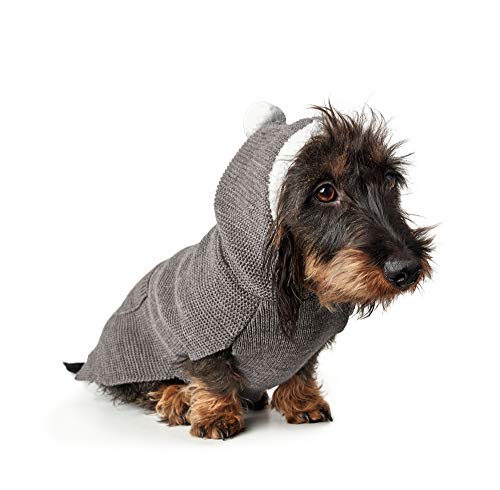 HUNTER Hundepullover RÖGLA, Farbe: grau, leichter Strickpullover mit Plüsch-Kapuze, weich & elastisch, liebevolle Details, natürlicher Bewegungsablauf, hoher, waschbar bei 30°C, Größe: 25