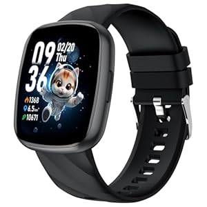 CATGIFF Fitness Tracker Montre Enfant Connectée ou Non Connectée, Montre Intelligente avec 100+ Modes de Sport, Podomètre, Moniteur de Sommeil, 1.75&Prime; Smartwatch, Cadeau Ado Garçon Fille 5-16 Ans Noir