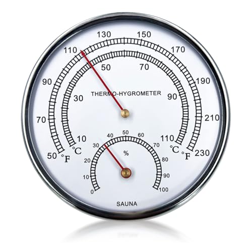Sauna Thermometer Fahrenheit 2 in 1 Wall Thermometer Fahrenheit Centigrade Sauna Accessories and Hygrometer Humidity Indoor Can Be Placed and Hung
