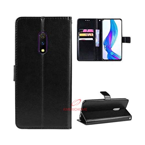 Image of Inside Rubber TPU with Card Pockets Magnetic Closure Protection Compatible with Oppo K3 (Black)