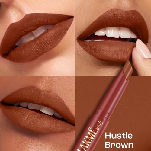 Image of Lakme 9 to 5 Forever Matte Lip Crayon, Hustle Brown, 1.1g, for Smooth and Supple Lips, with Vitamin C, Matte Finish, 8 Hr Hydration, Long Lasting all day comfort, Retractable Crayon
