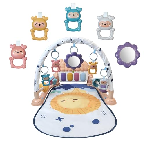 Image of Cuterabit Baby Play Mat Activity Gym, Musical Activity Center, Kick and Play Piano Gym, Tummy Time Mats for Newborn Babies Infants Toddlers Boys Girls 0-3-6-9-12 Months (Apricot)