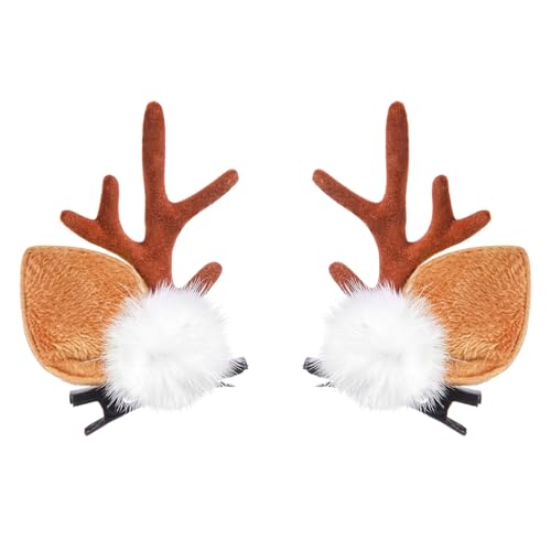 Pequeñas pinzas para el cabello con orejas y cuernos de ciervo para disfraz de Halloween y accesorios navideños para fiesta y cosplay miniatura 1