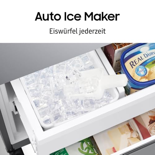 Samsung French-Door-Kühlschrank mit Gefrierfach, 178 cm, 495 l, WiFi & SmartThings AI Energy Mode, Twin Cooling+, Auto Ice Maker, No Frost+, Premium Black Steel, RF50C530EB1/EF