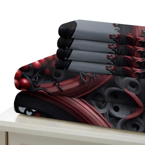Housse de couette corbeau noir gothique microfibre parure lit 3D confortable 135x200cm pour single