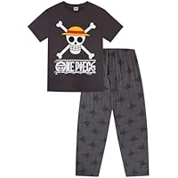 Pijama largo de un solo pieza para hombre One Piece, Negro, L