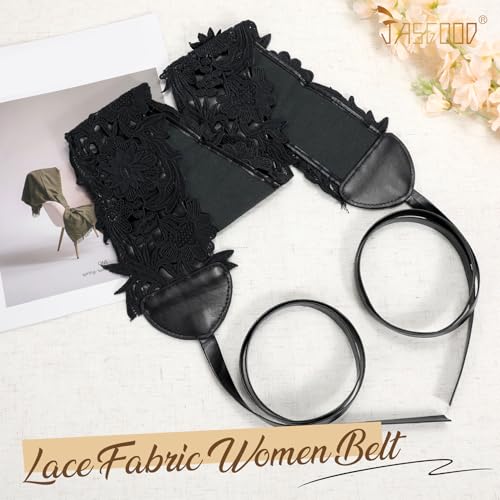 JASGOOD Women Lace Waist Belt Corset Waist Band Belt For Dress Obi Bowknot Cinch Wide Belt Bow Tie Wrap Boho Faux Leather4
