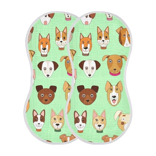 Cute Dogs Muslin Burp Cloths 22x11 Inch - 4-Layer Organic Cotton & TPU Waterproof Lining, Absorbent Baby Bibs for Boys/Girls with Hanging Loop2
