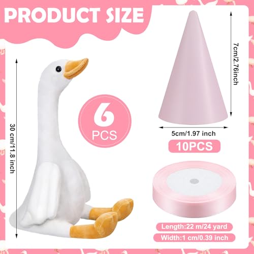 Blueweenly 6 Sets One Silly Goose Party Favor 11.8 Inch Plush Stuffed Animal Adopt a Goose Party Favor with Mini Hat Ribbon for Girl Boy Baby Shower 1st Birthday Decoration Gift(Pink,Silly Style) by Blueweenly - Used condition - Image 2