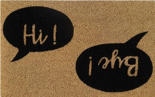 Cost Wise Natural Coir 60cm x 40cm heavy duty doormats with rubber base with humorous message (hi/bye)