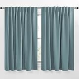 Picture of NICETOWN Blackout Curtain Panels Window Draperies - (Greyish Blue Color) 70x63 inch, 2 Pieces, Insulating Room Darkening Blackout Drapes for Bedroom