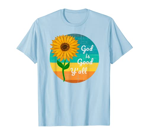 God is Good Y'all Girasol Retro Sun Camiseta