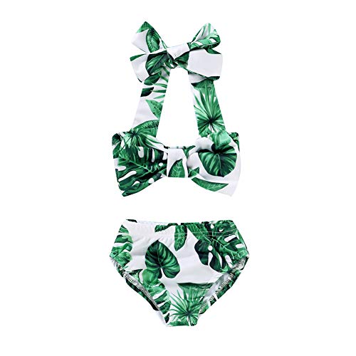 Cute Baby Girls 2Pcs Bikini Bathing Swimsuit Halter Tube Top+Floral Bottom Summer Sunsuit