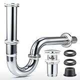 Cieex Universal Siphon Waschbecken Komplettset, Röhrensiphon Ablaufgarnitur 1 1/4' mit Waschbeckenstöpsel, Geruchsverschluss & Gummimanschette – Hochwertiger Syphon für Waschbecken und Waschtisch in