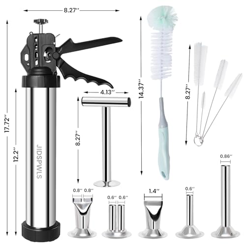 2.1 LB Professional 304 Stainless Steel Jerky Gun Kits, Sausage Stuffer, Jerky Maker, Jerky Shooter, Beef Jerky Making Gun with 5 Nozzles, 1 meat pusher and 5 Cleaning Brushes - Thumbnail 2