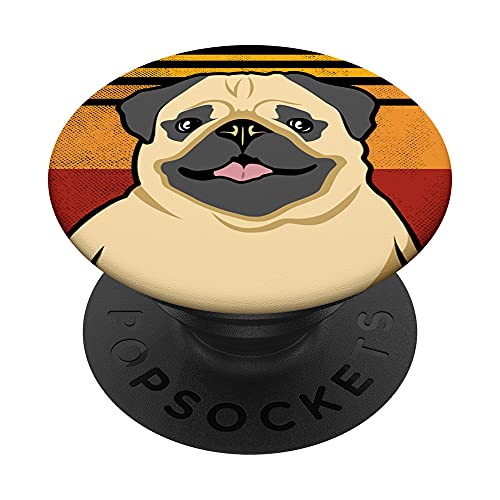 La vie est meilleure avec un carlin Vintage Chiot Carlin PopSockets PopGrip - Support et Grip pour Smartphone/Tablette avec un Top Interchangeable