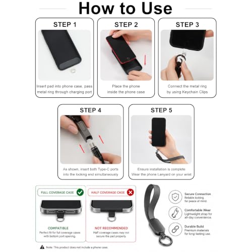 WXHGD Phone Wrist Strap Lanyard With Charging, Cute Wristlet Keychain Charm - image 9