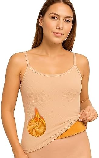 Shoppy Villa Women’s Thermal Camisole Plus Velvet Lined | Stretchable Slim Fit Body Shaper Vest | Warm Winter Innerwear fo...
