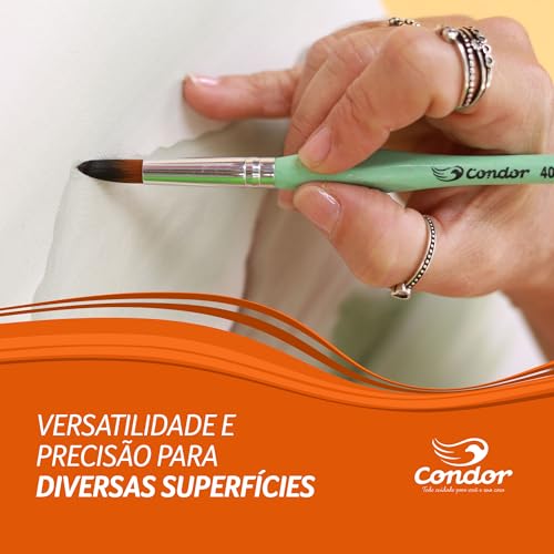 Condor Kit Pincel Ergonômico Redondo - Conjunto com 3 Pincéis Artísticos - Pintura em Diversas Super