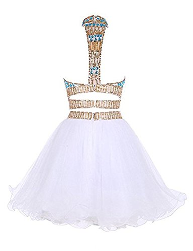 Nina Ding Two Pieces Homecoming Dresses Beaded High Neck Short Graduation Party Gowns Nnd020 White #TOP1