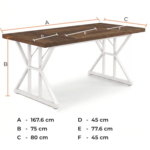 Image of Klaxon Foldable Dining Table [6] Seater with Metal Legs, Space-Saving Convertible Table, Engineered Wood, Home Dining Room (AW & Black, Kryo) (FD & White)