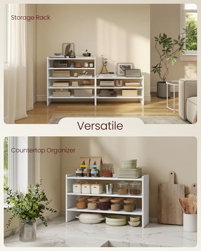 Image of VASAGLE Shoe Rack for Closet, Stackable Organizer Shelf | Stackable Shoe Organizer Shelf for Entryway, 3 Tiers, 11.7 x 32.3 x 21.3 Inches, White, CUSTOS Collection, ULBS061WZ01S