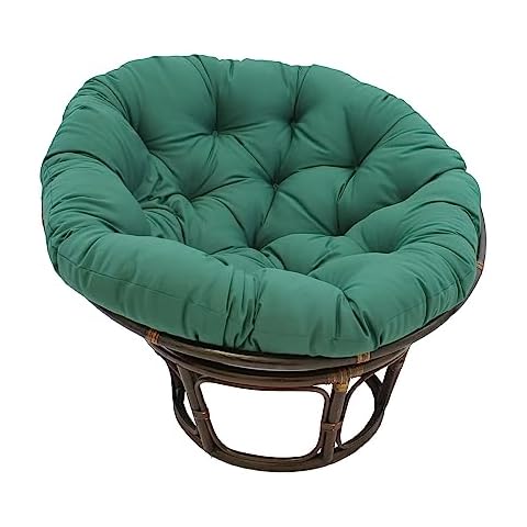 International Caravan Furniture Piece 42-Inch Rattan Papasan Chair with Solid Twill Cushion Cover