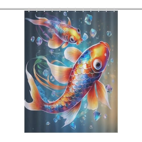 Rideau de douche poisson koï en polyester haut de gamme 140x183 - 7
