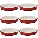 Mrs. Anderson&rsquo;s Baking Oval Quiche Creme Brulee, Ceramic Earthenware, Rose, Set of 6, 5-Inches x 3.25-Inches x 1-Inch