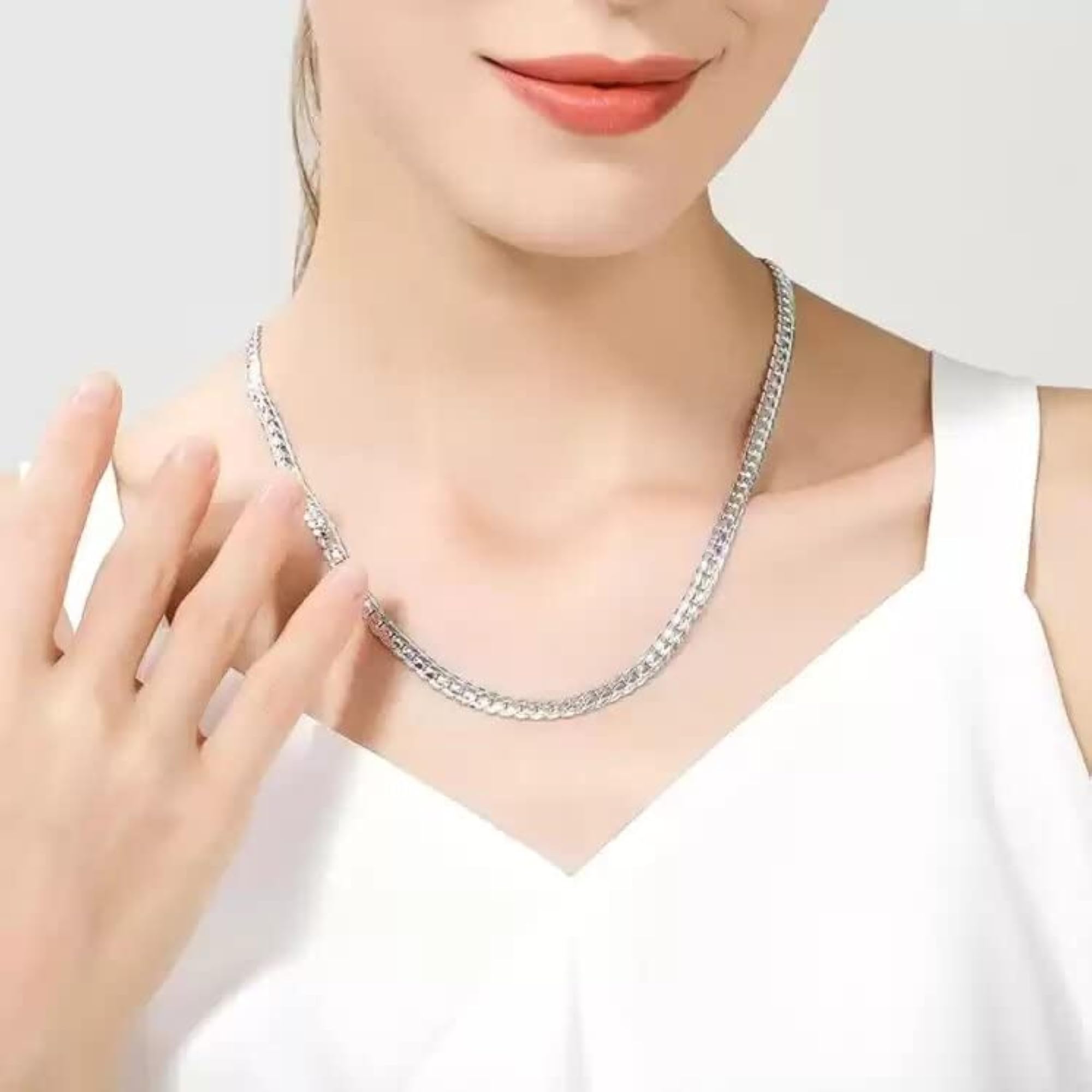 Men's Trendy Classic Silver Stainless Steel Layered Chain Necklace