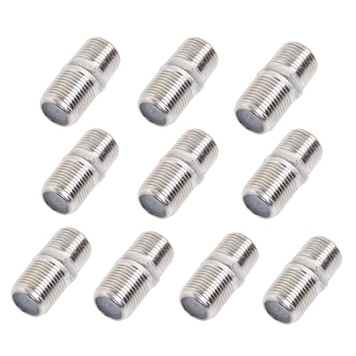 SQRUIHAO 10 Pack Coaxial Cable Connector, Coax Cable Extender F-Type Silver Plated Adapter Female to Female - Coax Cable for TV Cables, Satellite Receiver, VCR and Cables Modem
