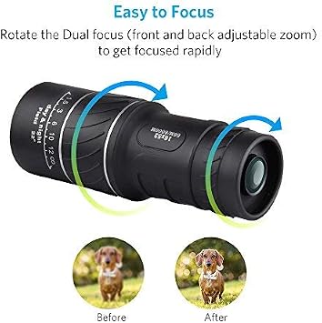16x52 Monocular Dual Focus Optics Zoom Telescope for Birds Watching/Wildlife/Hunting/Camping/Hiking/Tourism/Armoring/Living Concert 66m/8000m
