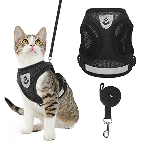 TAILGOO Cat Harness and Leash Escape Proof Set - Soft Breathable Mesh Kitty Vest with Reflective Strip and Durable Leash…