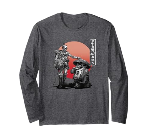 T-shirt Star Wars Visions Samurai Droid design coucher de soleil manches longues pour fan