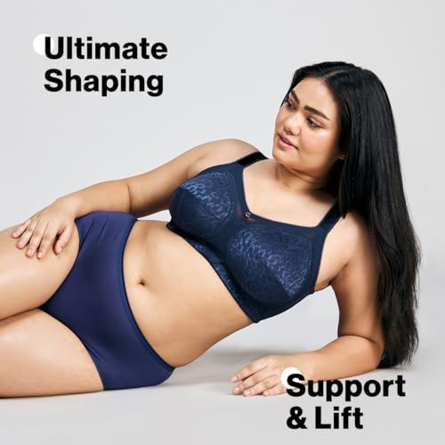 Image of NYKD NYB033 Wirefree Ultimate No Bulge, Shape & Support Non-Padded Lace Full Coverage Bra for Women