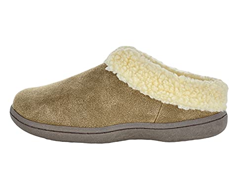 Clarks Womens Slipper Suede Leather With Faux Sherpa Collar JMH1894 - Plush Memory Foam Footbed - Indoor Outdoor House Slippers For Women2