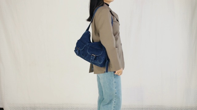 Bolso de lona vaquera tipo bandolera unisex retro miniatura 7