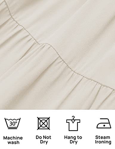 Zesica Women's 2023 Summer Boho One Shoulder Sleeveless Solid Color Smocked Tiered Ruffle A Line Swing Short Mini Dress,Beige,Medium #TOP4