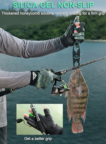 SUJAYU Fishing Gloves for Men & Women, Ice Fishing Gear, Cold Weather Hunting Gloves, Kayak Gloves for Fly Fishing (Black, Large) - Thumbnail 4