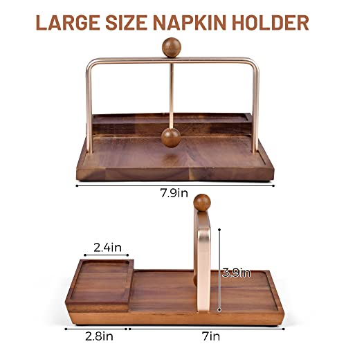 Sishynio Napkin Holder, Wooden Napkin Holder For Table, 2-In-1 Rustic Napkin Holder For Paper Napkins, Farmhouse Napkin Holder With Salt And Pepper For Bar,Table, Kitchen & Dinning Room Decor #TOP5