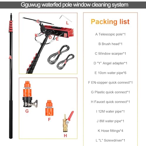 Kit de poste de alimentación de agua para limpieza de ventanas y paneles solares 8