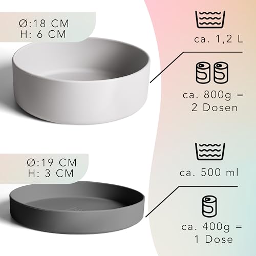 ne&no® Silikon Hundenapf 1200 ml mit Deckel für kleine und mittelgroße Hunde | im Kühlschrank luftdicht verschlossen | Futternapf Hund rutschfest | Fressnapf Hund Set