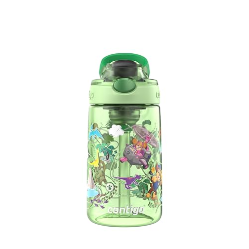 Image of Contigo Aubrey Paw Patrol Leak-Proof Spill-Proof Water Bottle with Autospout, 14oz, Paw Patrol Dino Treks, Green