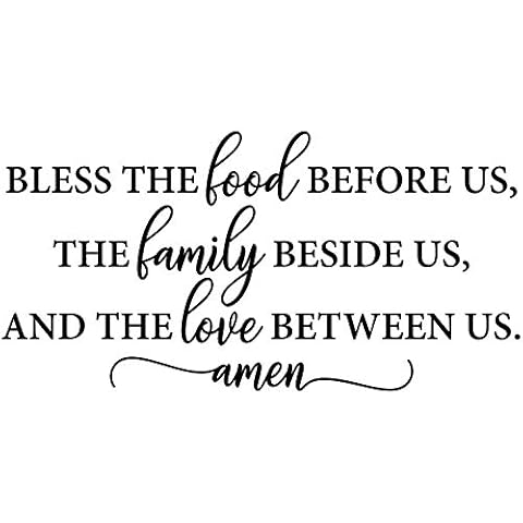 MY VINYL STORY - Bible Quotes Large Wall Decals Religious Inspirational Quotes Living Room Wall Decor Stickers Art Decorations Christian Verse Jesus Faith Home Gift (Bless The Food Before us) Cover