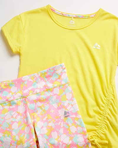 Rbx Girls? Active Set ? Performance Short Sleeve T-Shirt, Capri Yoga Pants Leggings Set (2 Pack), Size 10/12, Pink Lime Light #TOP2