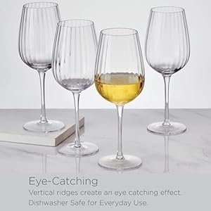 Mikasa Optic Set of 4 White Wine Glasses, 15 Ounce Mikasa Optic Set of 4 White Wine Glasses 15 Ounce
