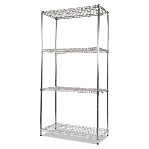 Alera Ale Industrial Heavy-Duty Wire Shelving Starter Kit, 4-Shelf, 36W X 18D X 72H, Silver #TOP6