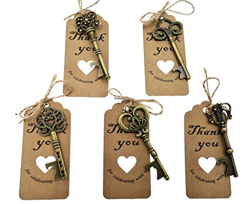 50pcs Skeleton Key Bottle Opener Wedding Party Favor Souvenir Gift with Escort Tag